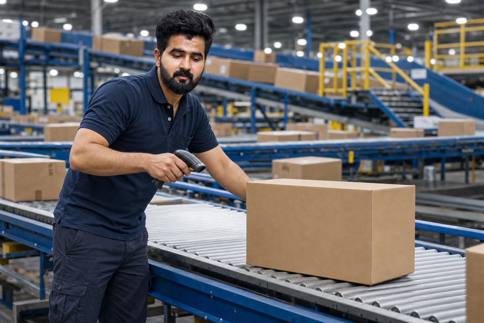 Courier parcel scanning operation